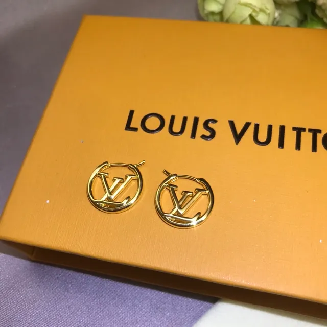 لويس فيتون LV دائري فضة ذهب دائري حلق مفتوح مونوغرام 4