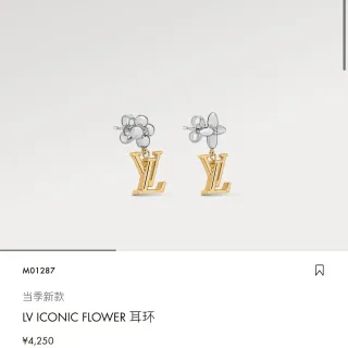 Louis Vuitton LV Iconic Flower Brincos de metal de dois tons