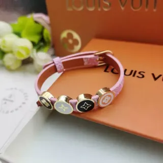 Louis Vuitton LV Icons حزام جلدي ذهبي وردي نقشة سحرية مينا سوار