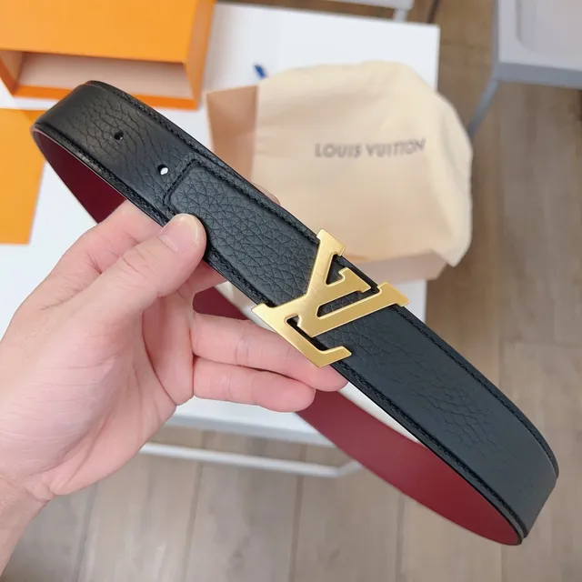 Louis Vuitton LV Initiales Black and Burgundy Leather Belt 8