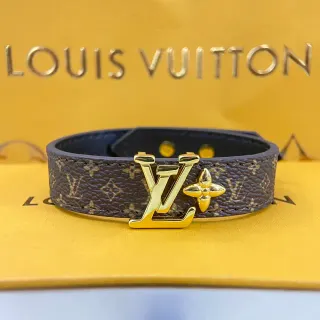 لويس فيتون LV Initiales سوار بني ذهبي مونوغرام كانفاس هاردوير