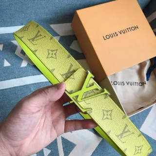 Louis Vuitton LV Initiales नींबू पीला Monogram चमड़े की बेल्ट