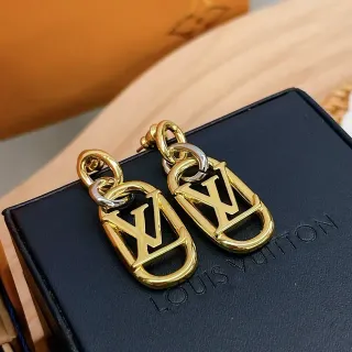 Louis Vuitton LV Monogram Brincos de Esmalte Dourado