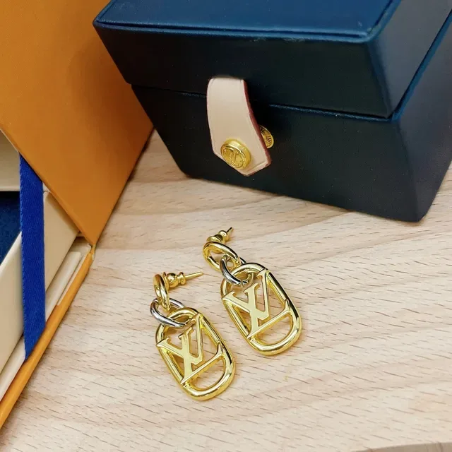 Louis Vuitton LV Monogram Gold-Tone Enamel Earrings 4