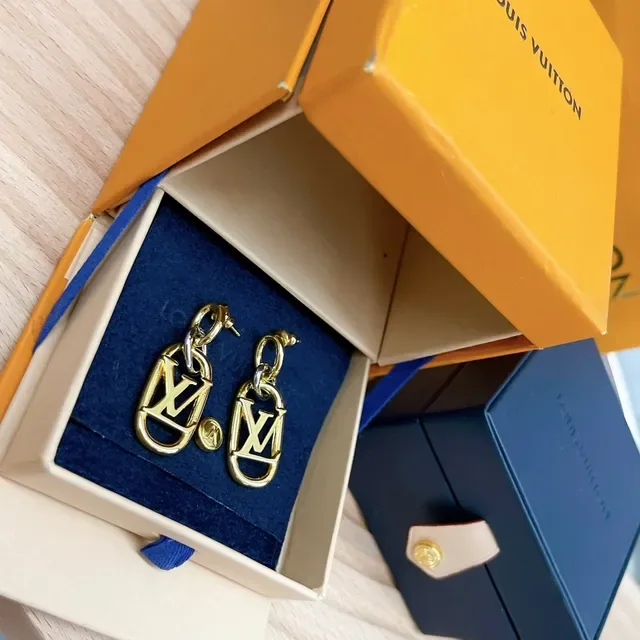 Louis Vuitton LV Monogram Gold-Tone Enamel Earrings 9