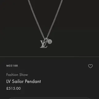 Colar Corrente Louis Vuitton LV Pendente Sailor Prateado