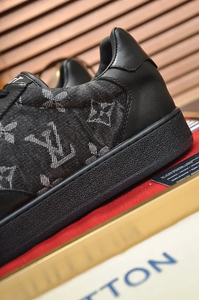 Louis Vuitton LV Trainer Black Gray Monogram-Print Textile Smooth Leather Overlays Lifestyle Sneakers 2