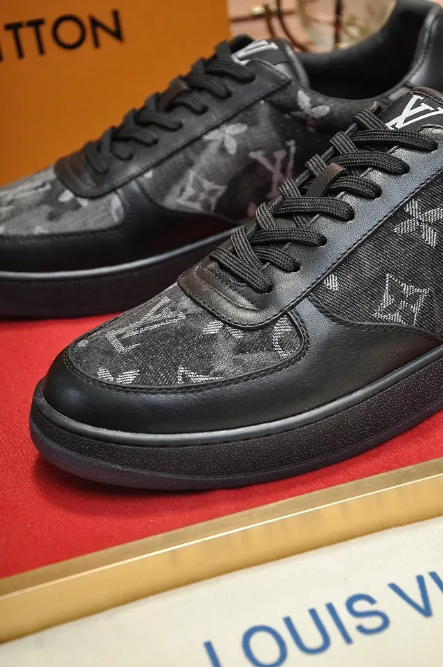 Louis Vuitton LV Trainer Black Gray Monogram-Print Textile Smooth Leather Overlays Lifestyle Sneakers 3