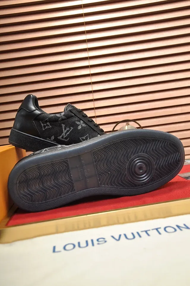 Louis Vuitton LV Trainer Black Gray Monogram-Print Textile Smooth Leather Overlays Lifestyle Sneakers 4