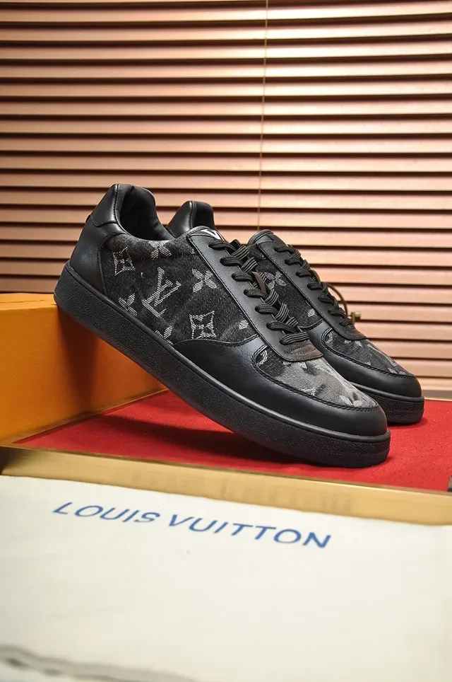 Louis Vuitton LV Trainer Black Gray Monogram-Print Textile Smooth Leather Overlays Lifestyle Sneakers 8
