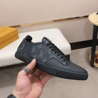 Louis Vuitton LV Trainer Tênis Lifestyle Pretos Monograma Couro Elástico Lateral