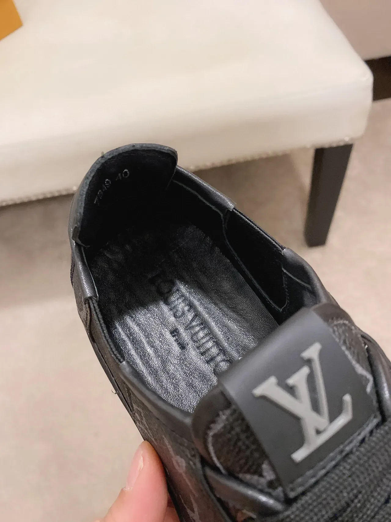 Louis Vuitton LV Trainer Black Monogram Leather Elastic Side Gusset Lifestyle Sneakers 5