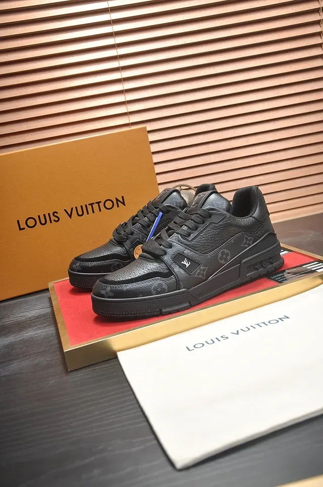 Louis Vuitton LV Trainer Black Monogrammed Leather Chunky Sole Lifestyle Sneakers 4