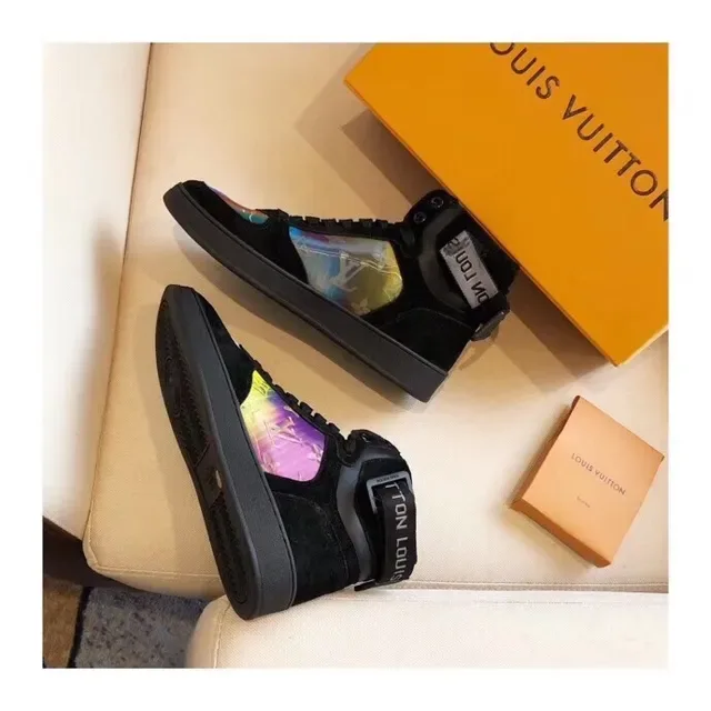 Louis Vuitton LV Trainer Black Multicolor High-Top Suede Upper Lifestyle Sneakers 1