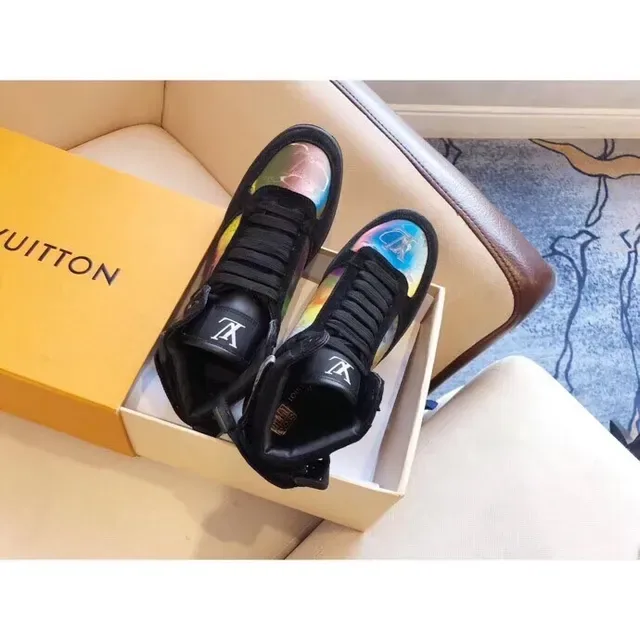 Louis Vuitton LV Trainer Black Multicolor High-Top Suede Upper Lifestyle Sneakers 4