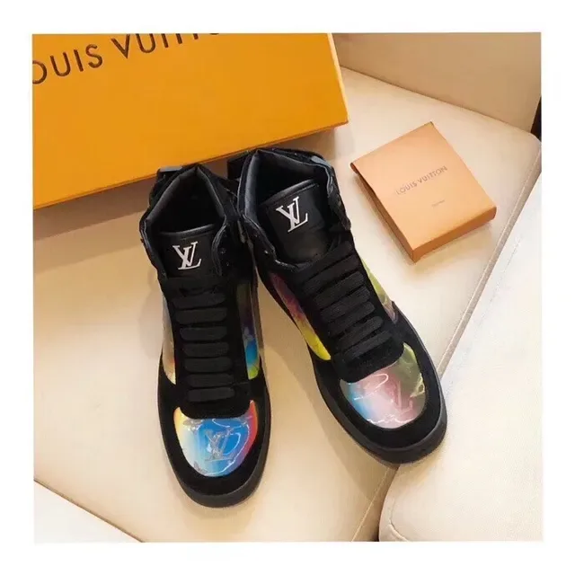 Louis Vuitton LV Trainer Black Multicolor High-Top Suede Upper Lifestyle Sneakers 6
