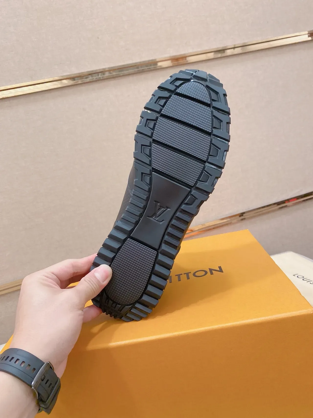 Louis Vuitton LV Trainer Black Perforated Leather Upper Cursive Script Logo Lifestyle Sneakers 3