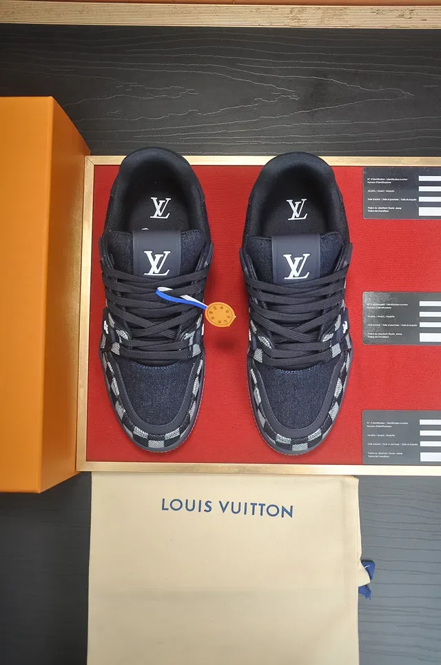 Louis Vuitton LV Trainer Black White Checkerboard Monogram Upper Logo Plaque Strap Lifestyle Sneakers 5