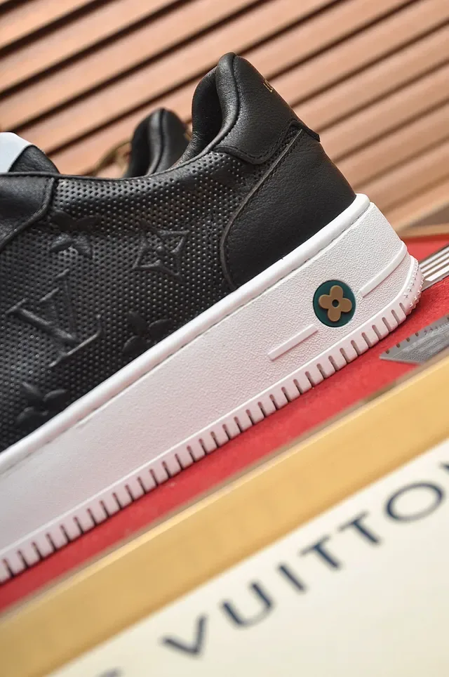 Louis Vuitton LV Trainer Black White Embossed Monogram Perforated Leather Lifestyle Sneakers 2