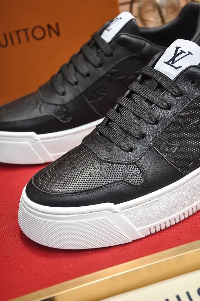 Louis Vuitton LV Trainer Black White Embossed Monogram Perforated Leather Lifestyle Sneakers 3