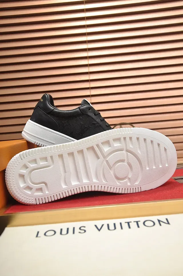 Louis Vuitton LV Trainer Black White Embossed Monogram Perforated Leather Lifestyle Sneakers 4