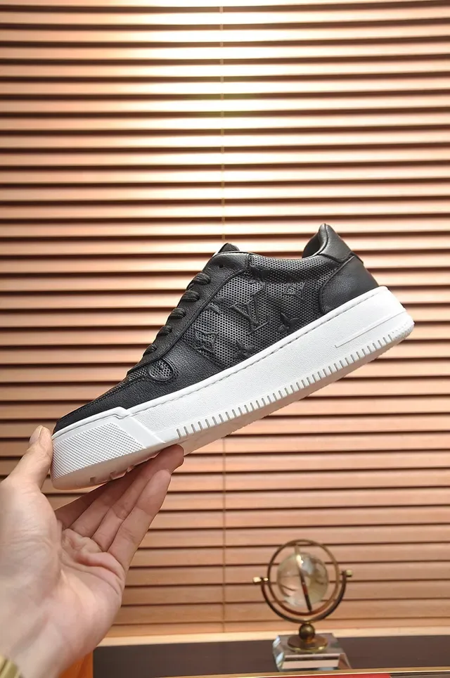 Louis Vuitton LV Trainer Black White Embossed Monogram Perforated Leather Lifestyle Sneakers 5