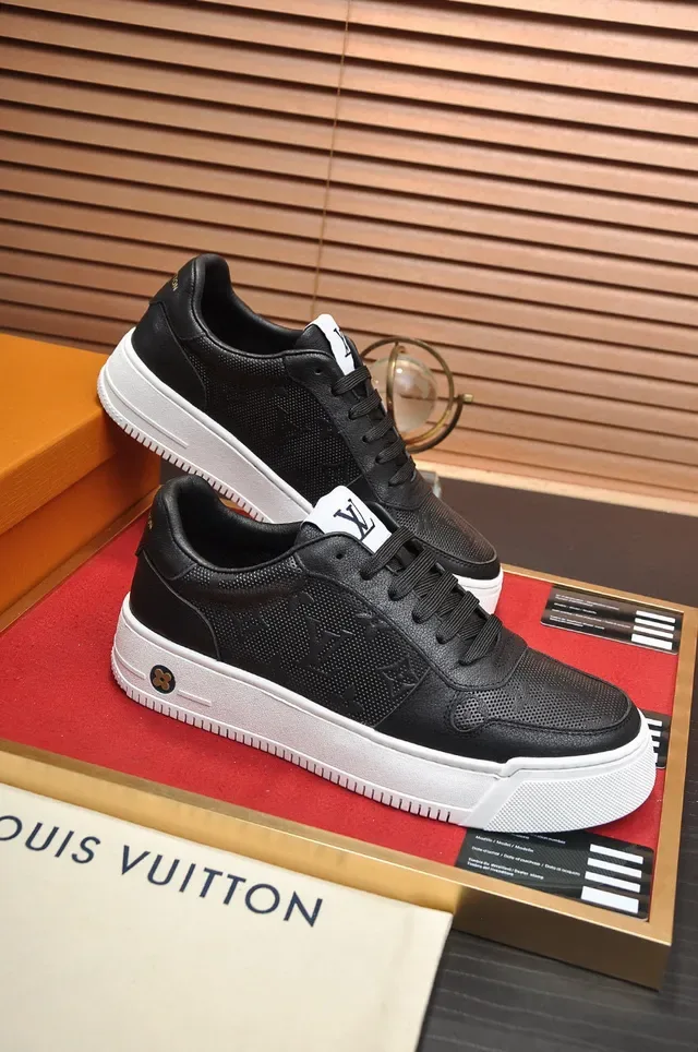Louis Vuitton LV Trainer Black White Embossed Monogram Perforated Leather Lifestyle Sneakers 6