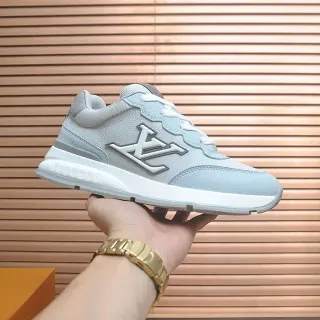 Louis Vuitton LV Trainer Zapatillas Lifestyle Azul Blanco Cuero Texturizado Low Top