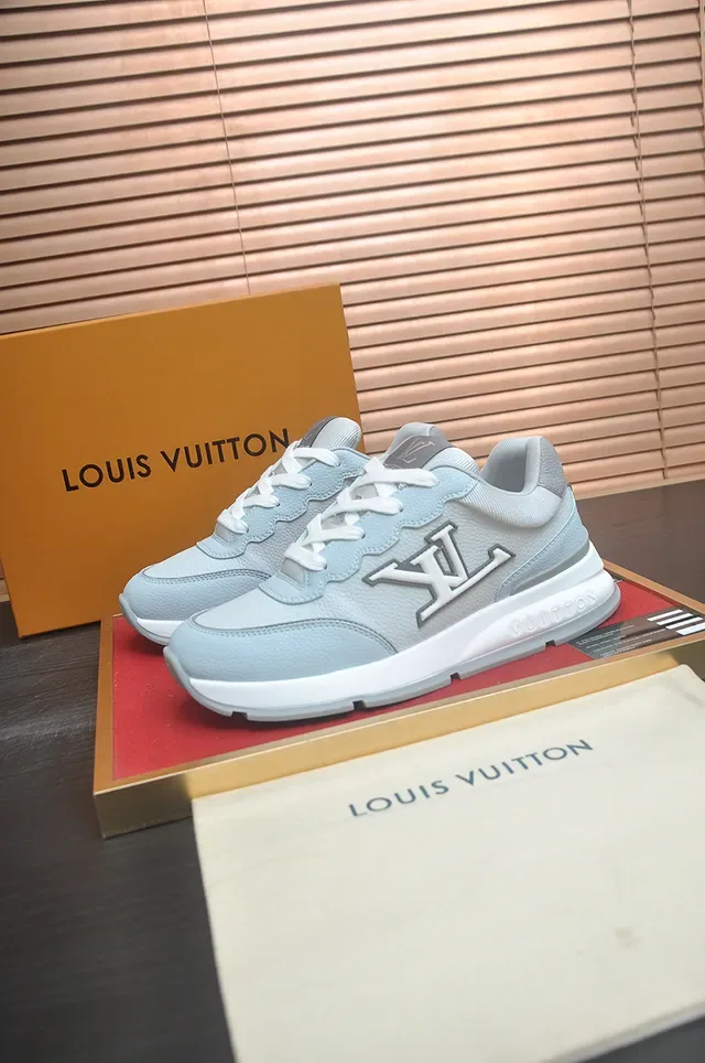Louis Vuitton LV Trainer Sneakers Lifestyle Bleu Blanc Basse Cuir Texturé 4