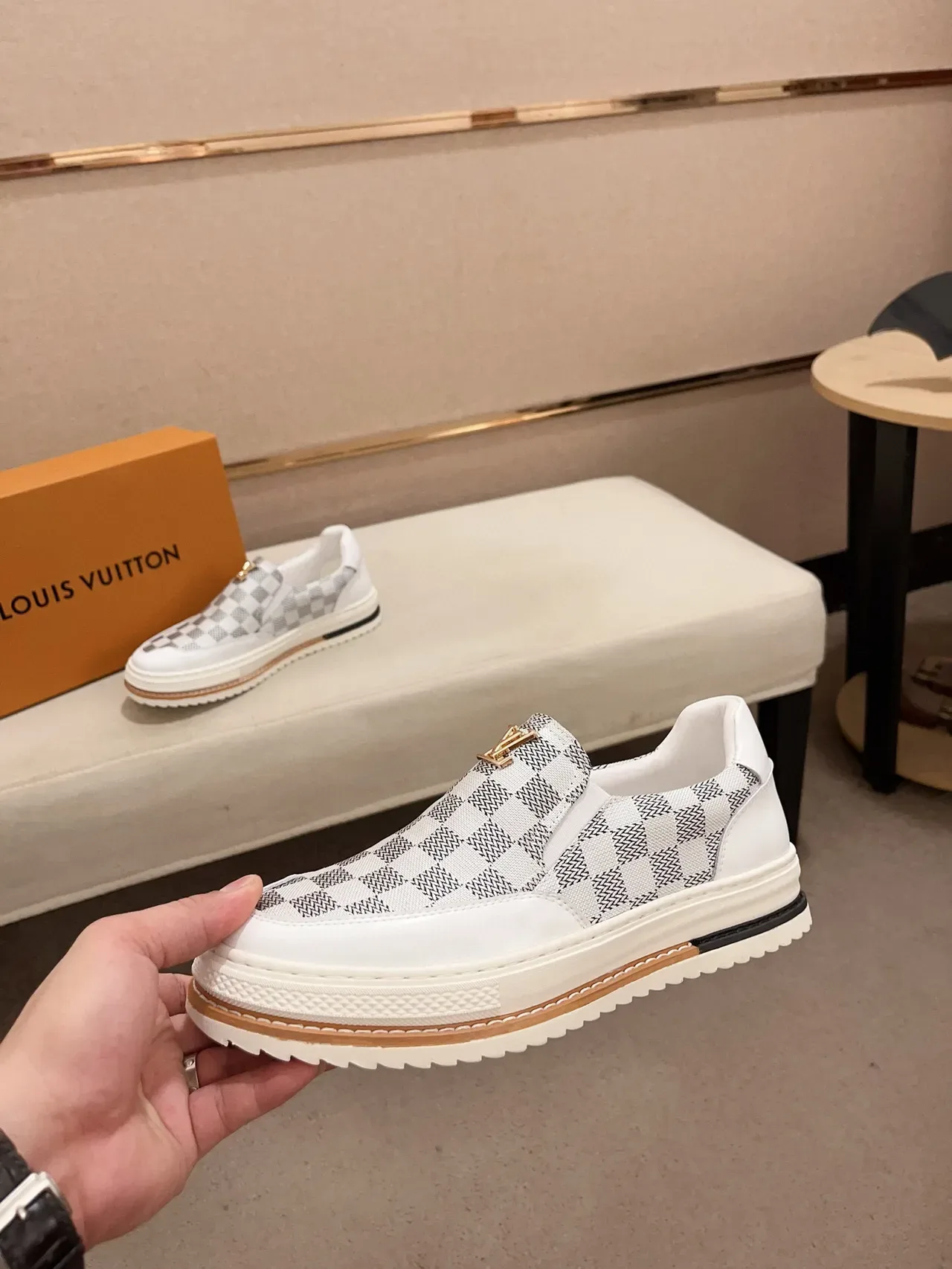 Louis Vuitton LV Trainer Damier Check White Lifestyle Sneakers 3
