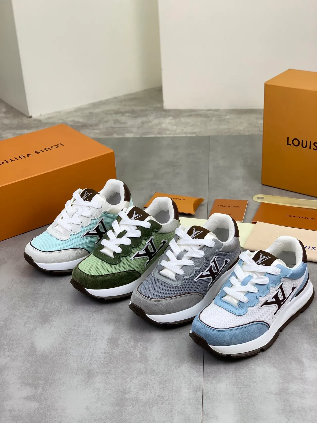 Louis Vuitton LV Trainer Gray Brown Mesh And Suede Upper Wavy Monogram Side Panel Lifestyle Sneakers 2