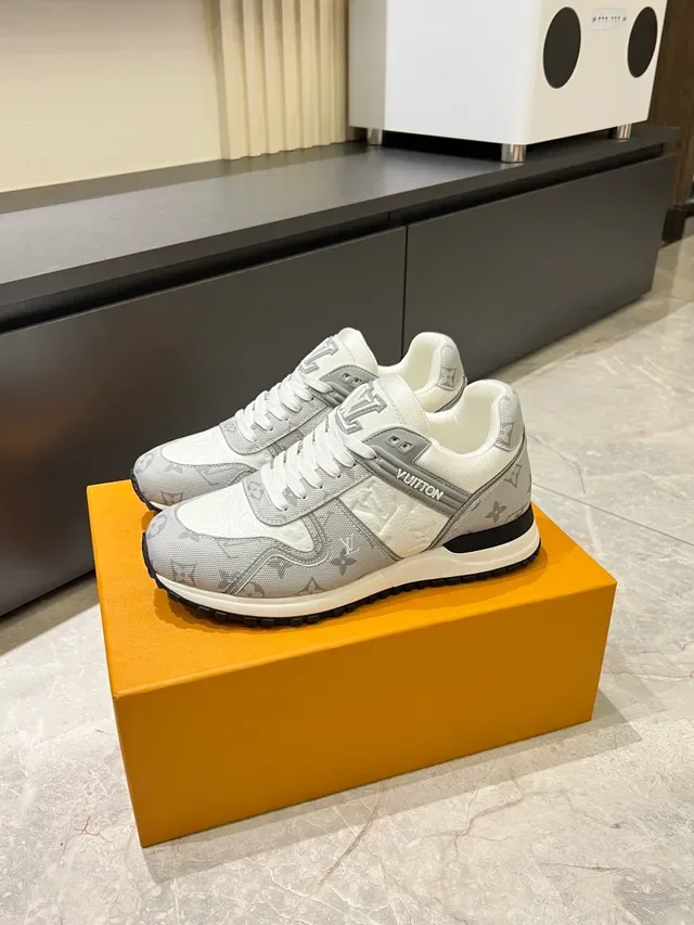 Louis Vuitton LV Trainer Gray White Monogram Canvas Leather Overlays Lifestyle Sneakers 4