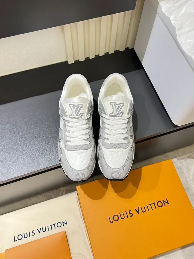 Louis Vuitton LV Trainer Gray White Monogram Canvas Leather Overlays Lifestyle Sneakers 5