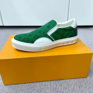 Louis Vuitton LV Trainer Vert Blanc Monogram Canvas Slip-On Lifestyle Sneakers