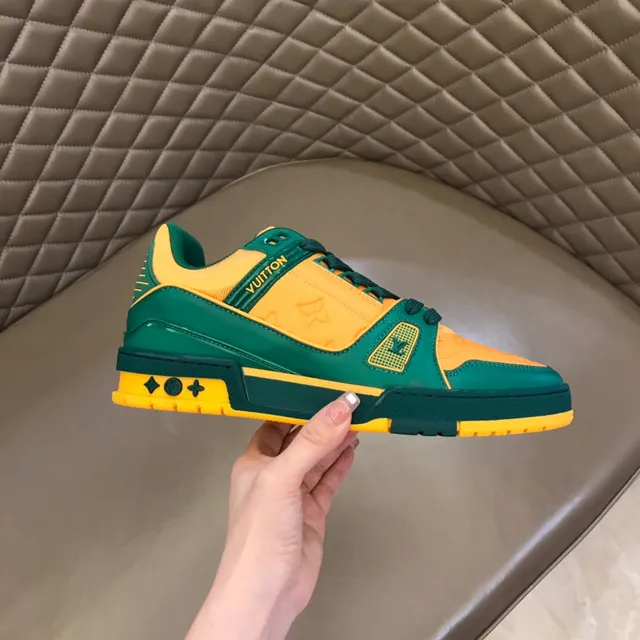 Louis Vuitton LV Trainer Green Yellow Chunky Layered Sole Color-Blocked Lifestyle Sneakers 1