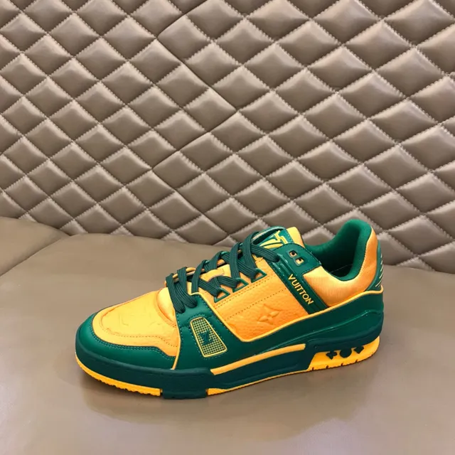 Louis Vuitton LV Trainer Green Yellow Chunky Layered Sole Color-Blocked Lifestyle Sneakers 6