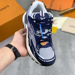 Louis Vuitton LV Trainer Navy Gray Sole Mesh And Synthetic Overlay Chunky Sneakers