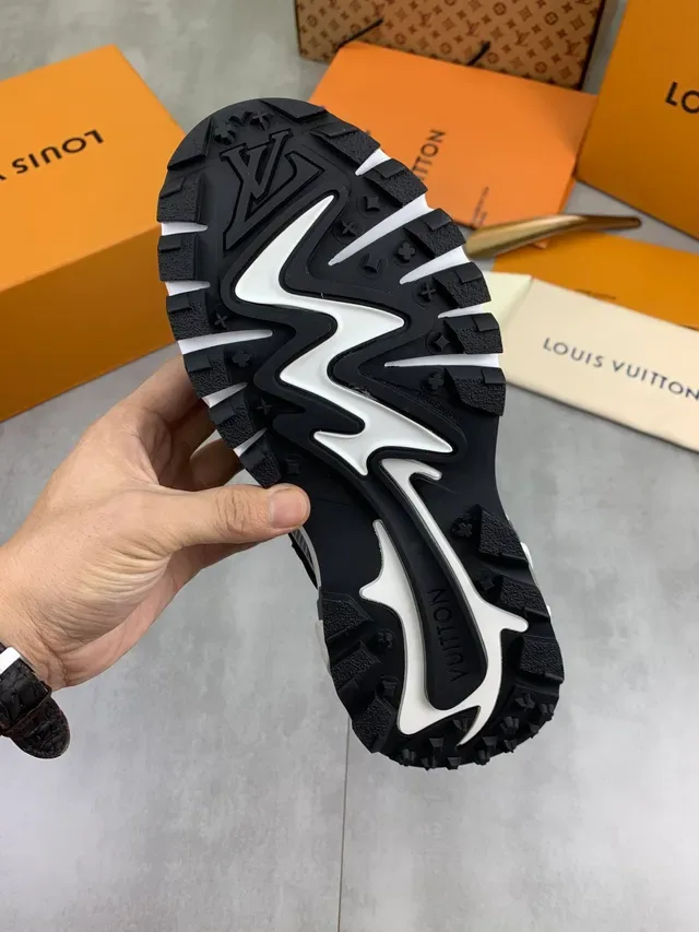 Louis Vuitton LV Trainer Navy Gray Sole Mesh And Synthetic Overlay Chunky Sneakers 3