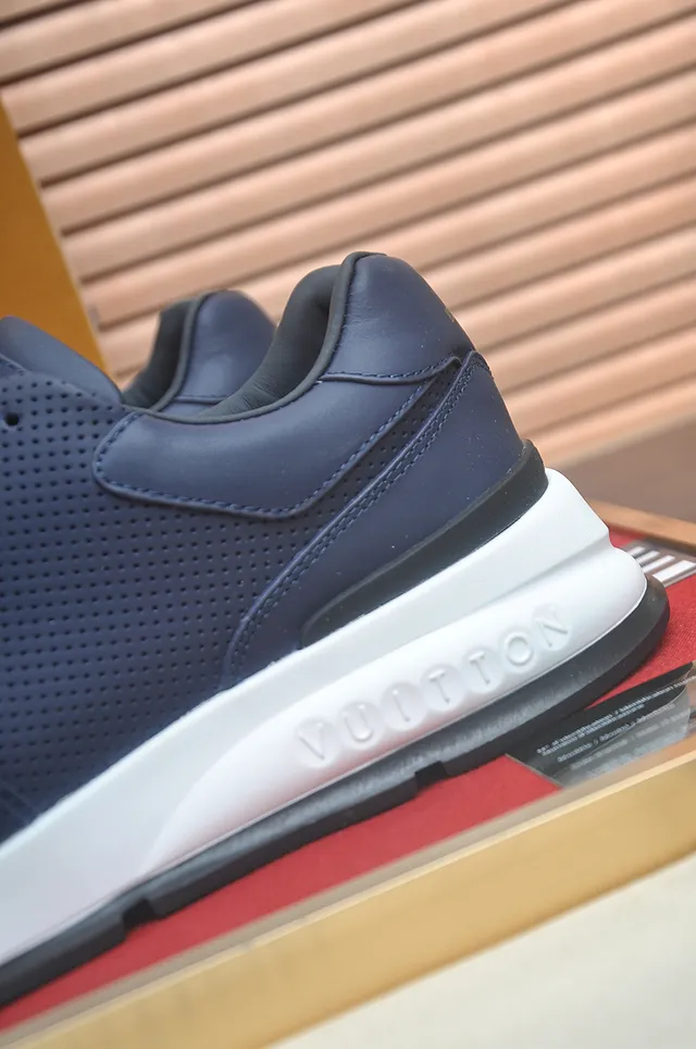 Louis Vuitton LV Trainer Navy White Perforated Leather Upper Layered Construction Lifestyle Sneakers 2