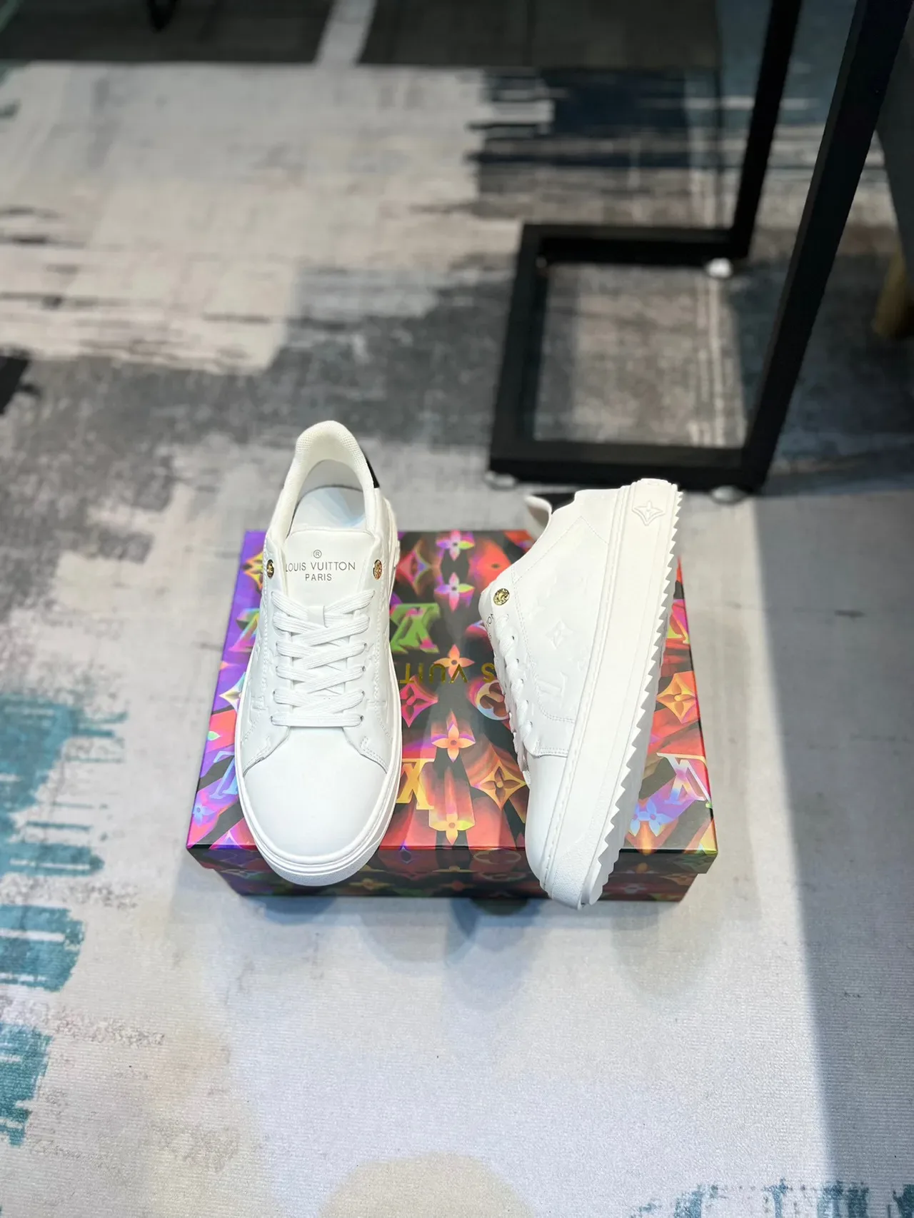 Louis Vuitton LV Trainer Chaussures Lifestyle Blanc Noir Monogramme Embossé Low-Top 4