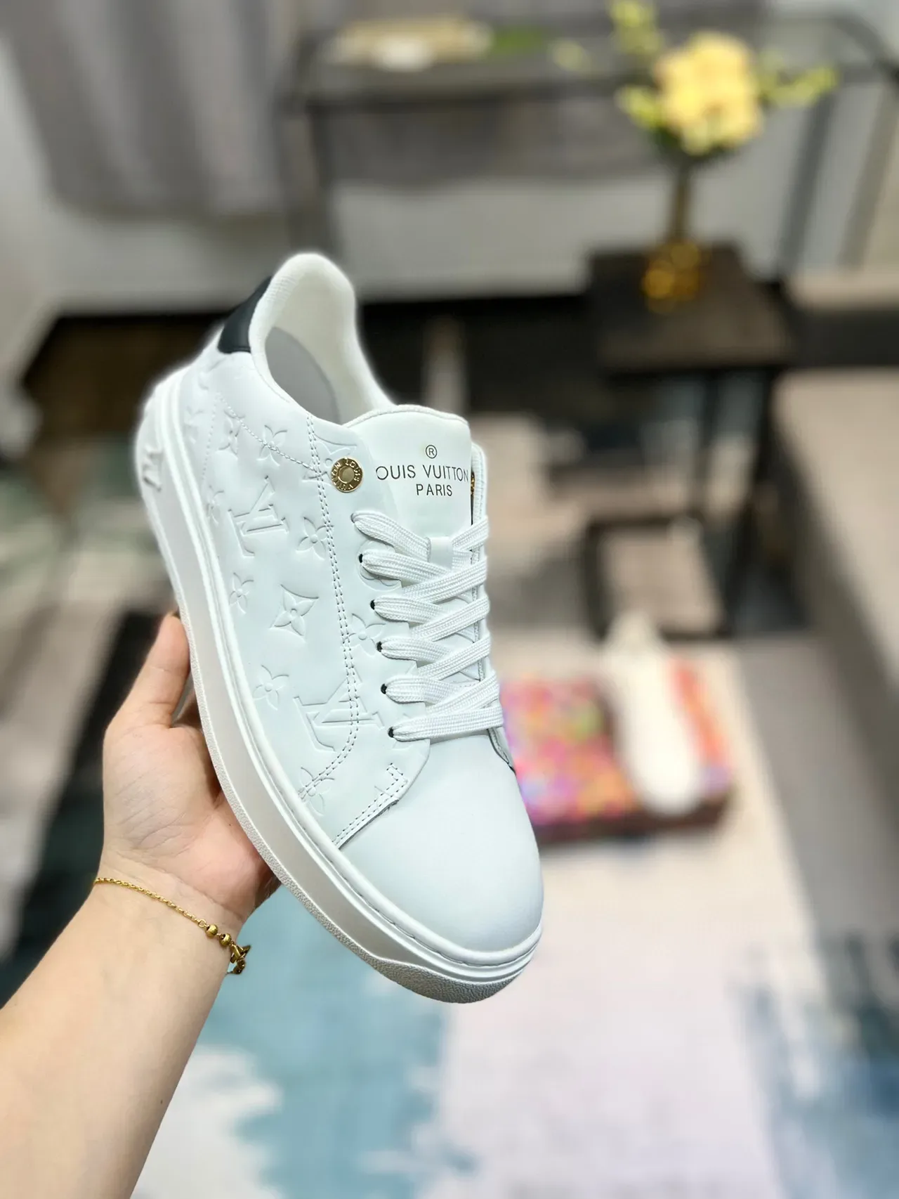 Louis Vuitton LV Trainer Chaussures Lifestyle Blanc Noir Monogramme Embossé Low-Top 6