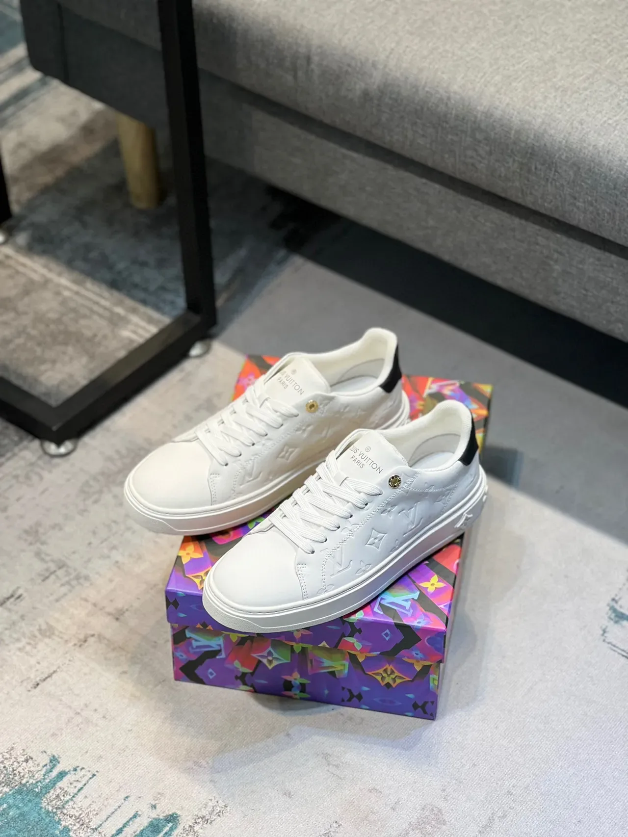 Louis Vuitton LV Trainer Chaussures Lifestyle Blanc Noir Monogramme Embossé Low-Top 7