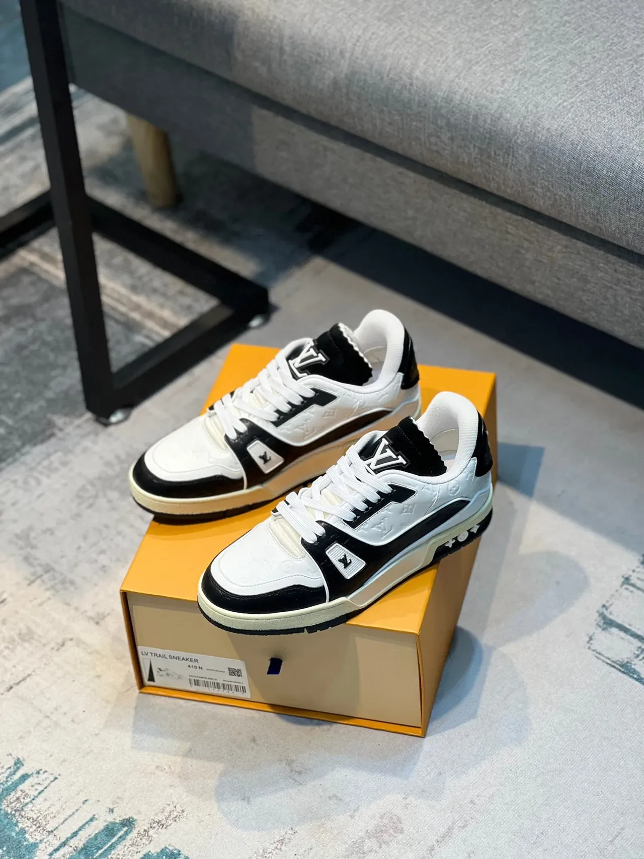 Louis Vuitton LV Trainer White Black Monogram Leather Asymmetric Strap Lifestyle Sneakers 8