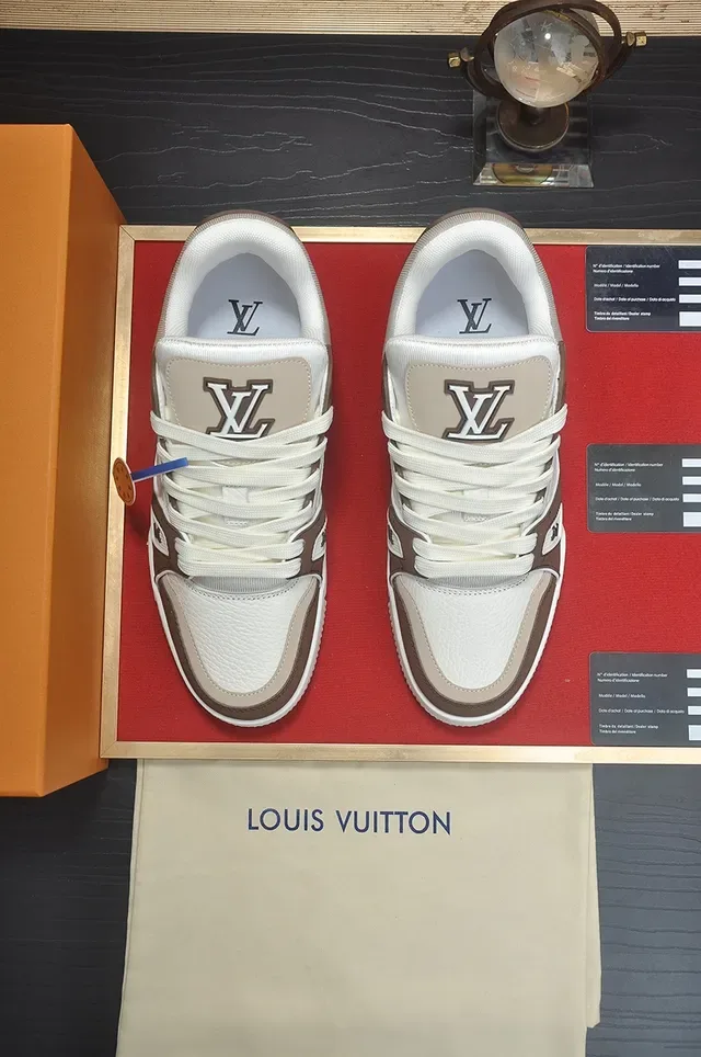 Louis Vuitton LV Trainer White Brown Chunky Platform Sole Layered Leather And Textile Upper Lifestyle Sneakers 5