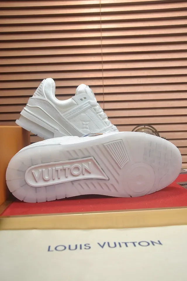Louis Vuitton LV Trainer White Monochrome Layered Textile Construction Lifestyle Sneakers 3