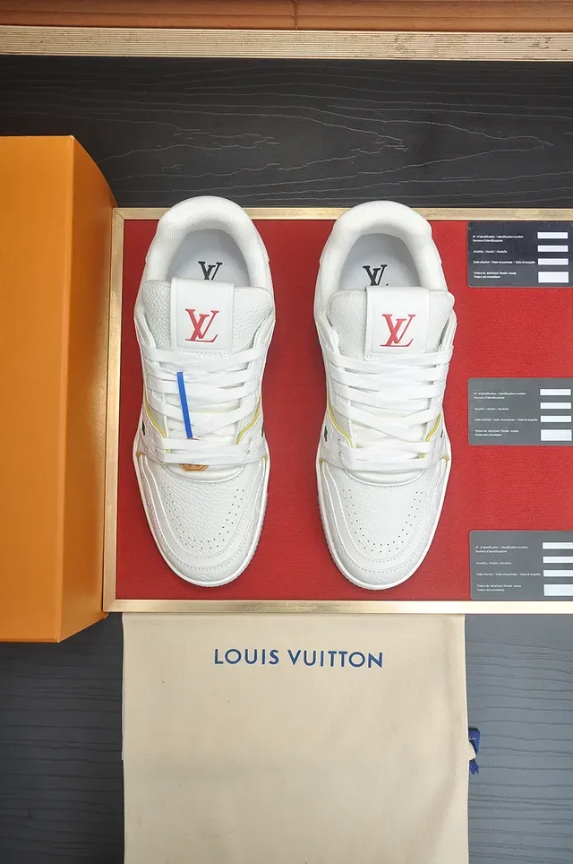 Louis Vuitton LV Trainer White Multicolor Monogram-Embossed Leather Transparent Heel Window Lifestyle Sneakers 5