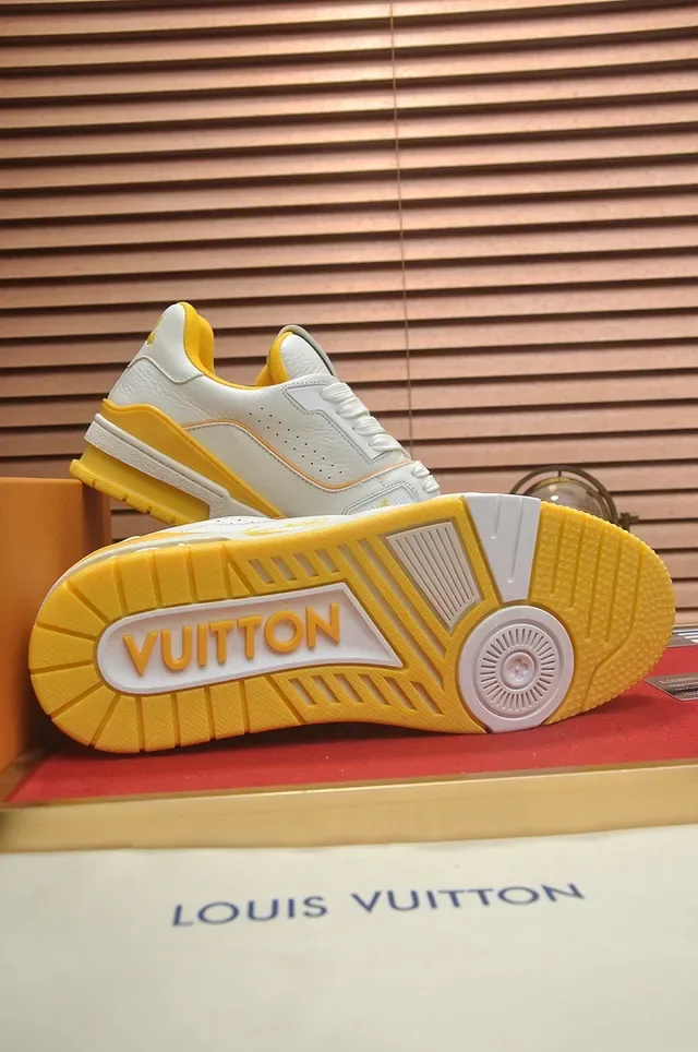Louis Vuitton LV Trainer Blanc Jaune Cuir Couche Supérieure Sculpté Densité Double Midsole Lifestyle Sneakers 3