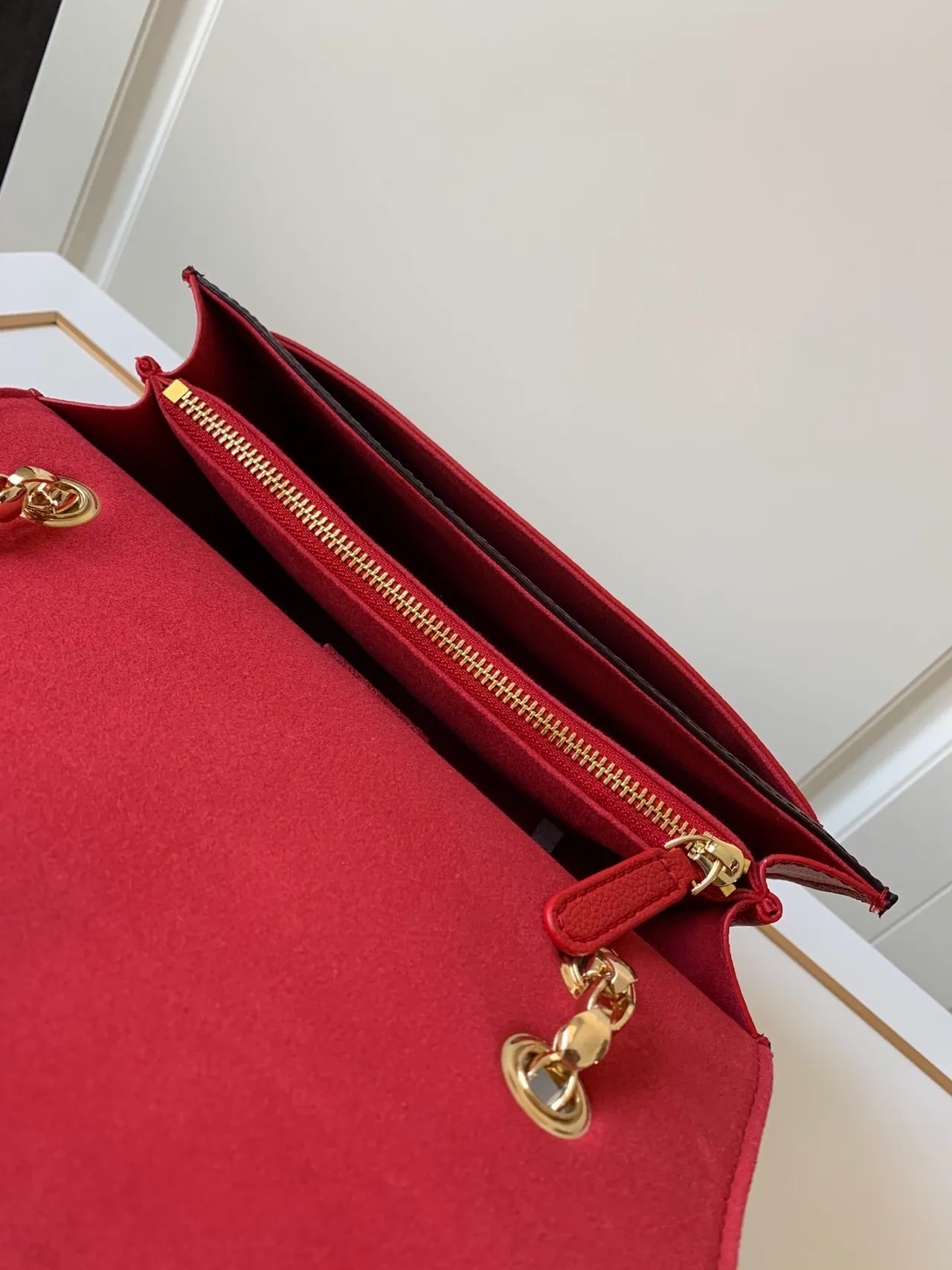 Louis Vuitton Monogram Canvas and Red Leather Chain Bag 7