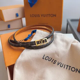 Louis Vuitton Cinto Monograma de Lona Marrom Dourado Fivela LV Cinto de Couro