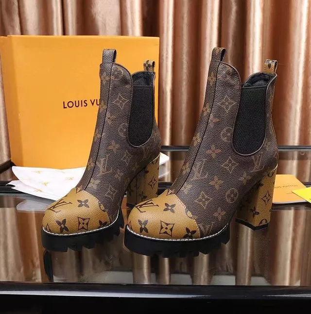 Louis Vuitton মনোগ্রাম ক্যানভাস কনট্রাস্ট টো ক্যাপ চাঙ্কি প্ল্যাটফর্ম এনকেল বুটস 2
